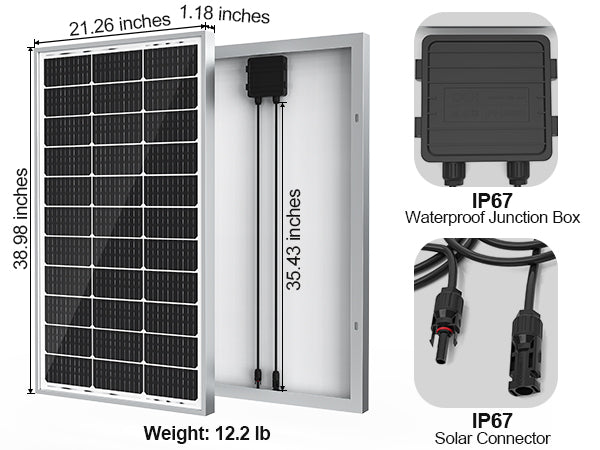 SOLPERK 2PCS Solar Panels 100 Watt 12 Volt, High-Efficiency Monocrystalline 200W Solar Panel for Home, RV, Camping, Marine, Rooftop, Off-Grid Applications, 2-Pack 100W