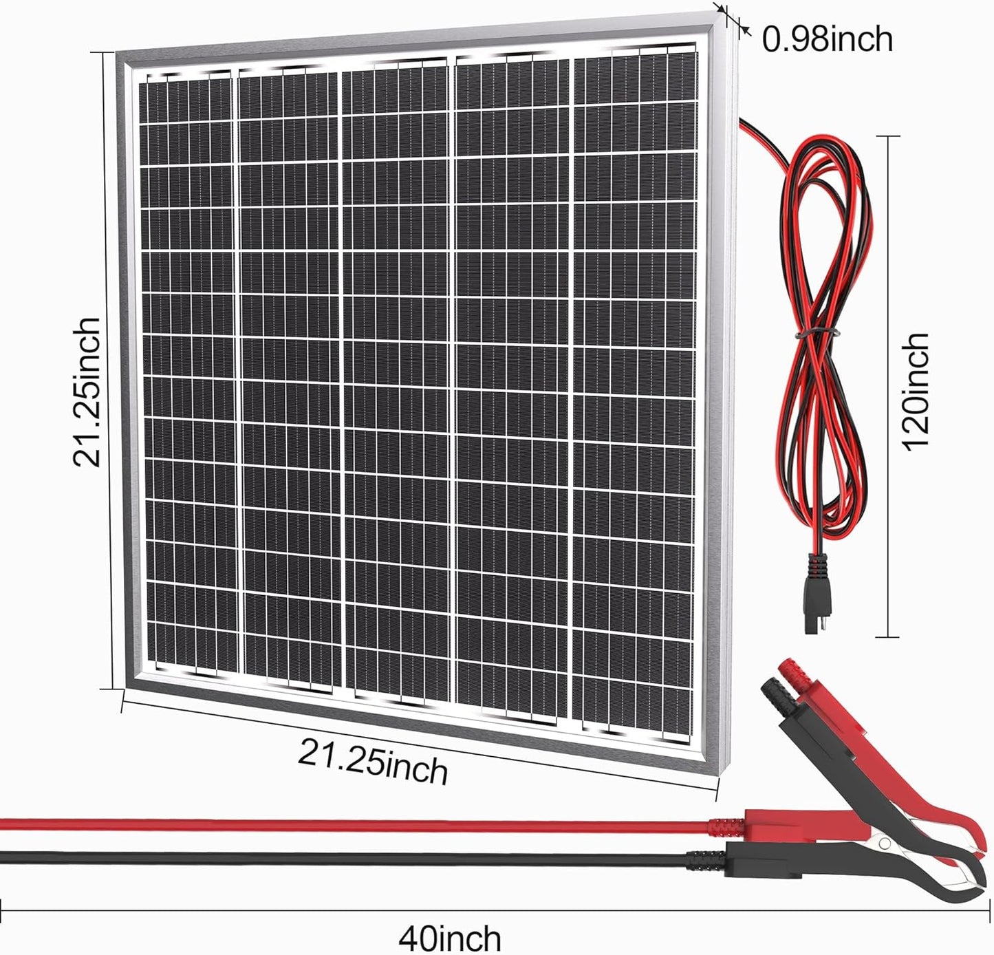 SOLPERK 50W 24V Solar Panel, Solar Battery Trickle Charger Maintainer with 10A Charge Controller for Trailer Tractor Truck Boat Marine Motorcycle RV Car Gate Opener