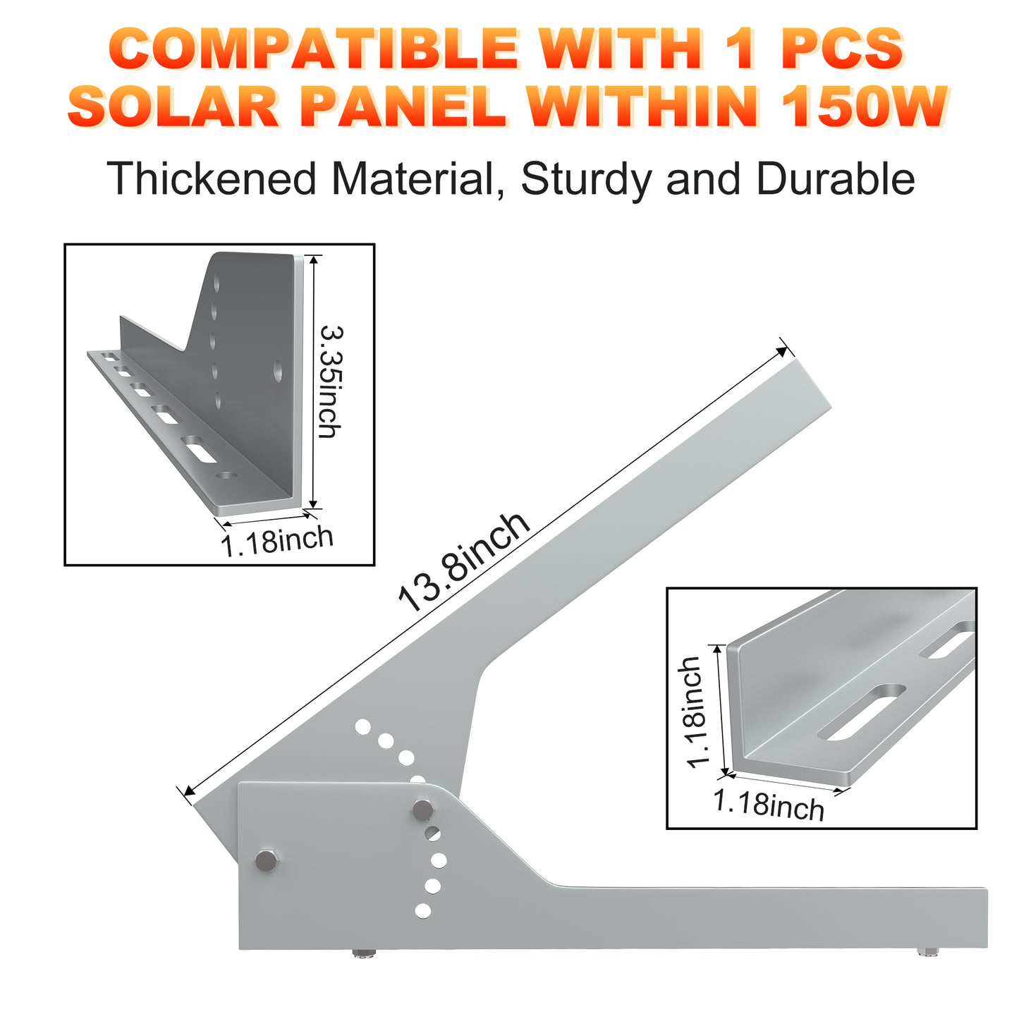 SOLPERK Solar Panel Mount, 13.8in Solar Panel Stand, Angle Adjustable (0-60 Degree), Solar Panel Mounting Brackets for 1 Pcs Solar Panel