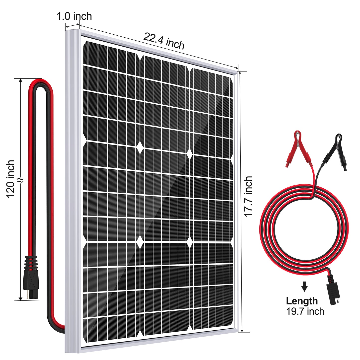 SOLPERK 50W/12V Solar Panel Kit, Solar Battery Trickle Charger Maintainer + Waterproof Controller + Adjustable Mount Bracket for Automotive Motorcycle Boat Marine RV Camping Roof