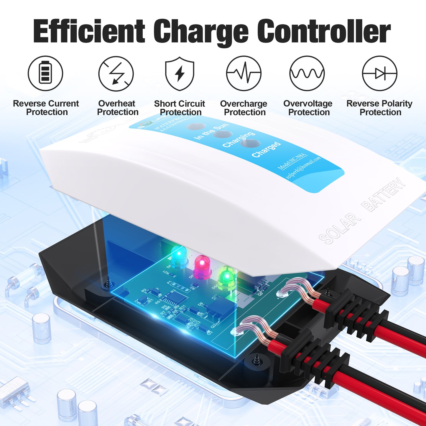 SOLPERK 12V 8A Waterproof Solar Charge Controller, Upgraded Solar Panel Controller, PWM Solar Battery Regulator with LED Display for 12V Batteries