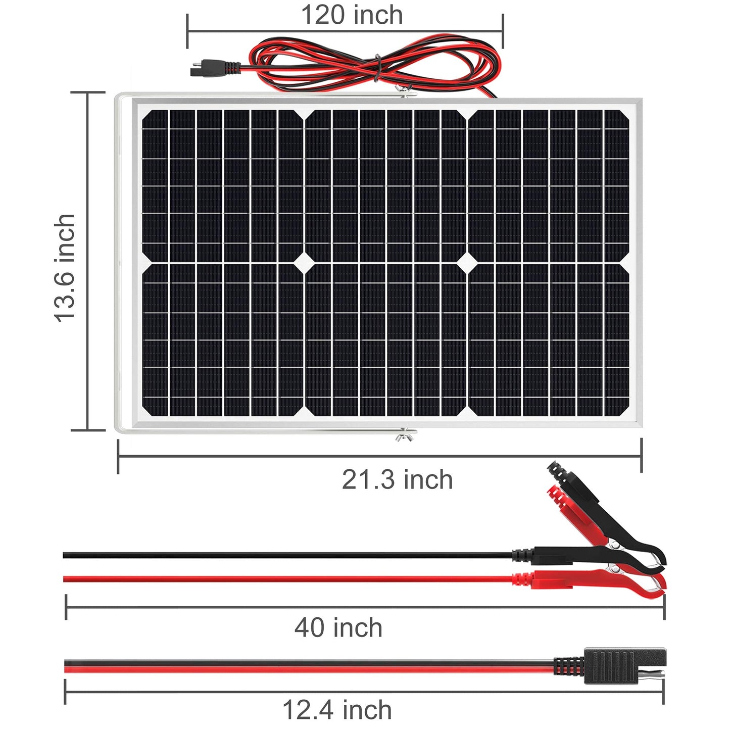 SOLPERK Solar Panel Kit 30W 12V, Solar Battery Trickle Charger Maintainer + Upgrade Waterproof Controller + Adjustable Mount Bracket for Boat Car RV Motorcycle Marine Automotive